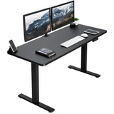 VIVO Electric Height Adjustable 60 x 24 inch Memory Stand Up Desk, Black Solid One-Piece Table Top, Black Frame, Standing Workstation with Preset VIVO