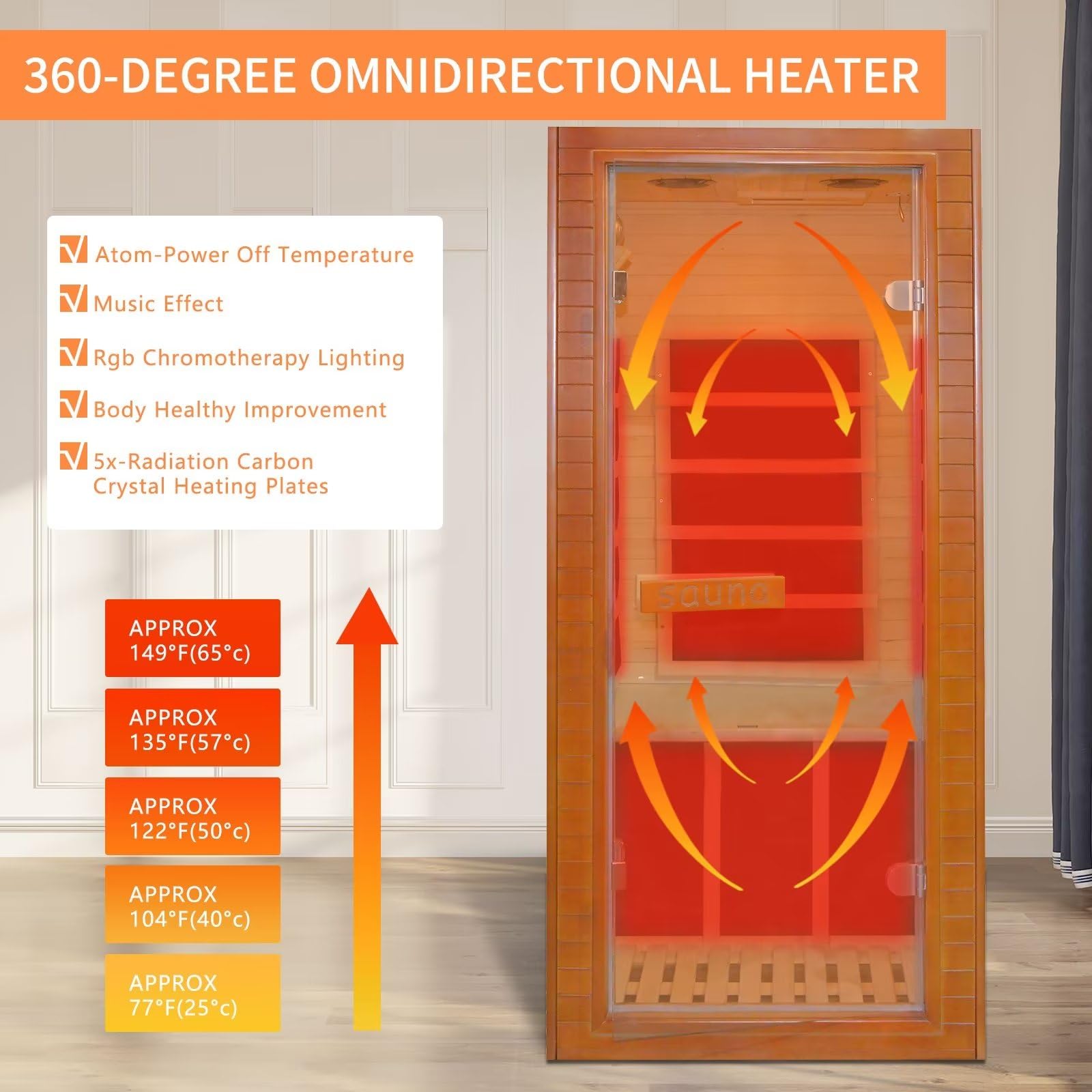 Home Sauna Far Infrared Mini Low-EMF Single Indoor Wooden Canadian Hemlock Sauna,1200W Dry Saunas for Home, with Bluetooth Player,Digital - WoodArtSupply