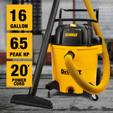 DEWALT DXV16PA 16 gallon Poly Wet/Dry Vac/Acc,Yellow DEWALT