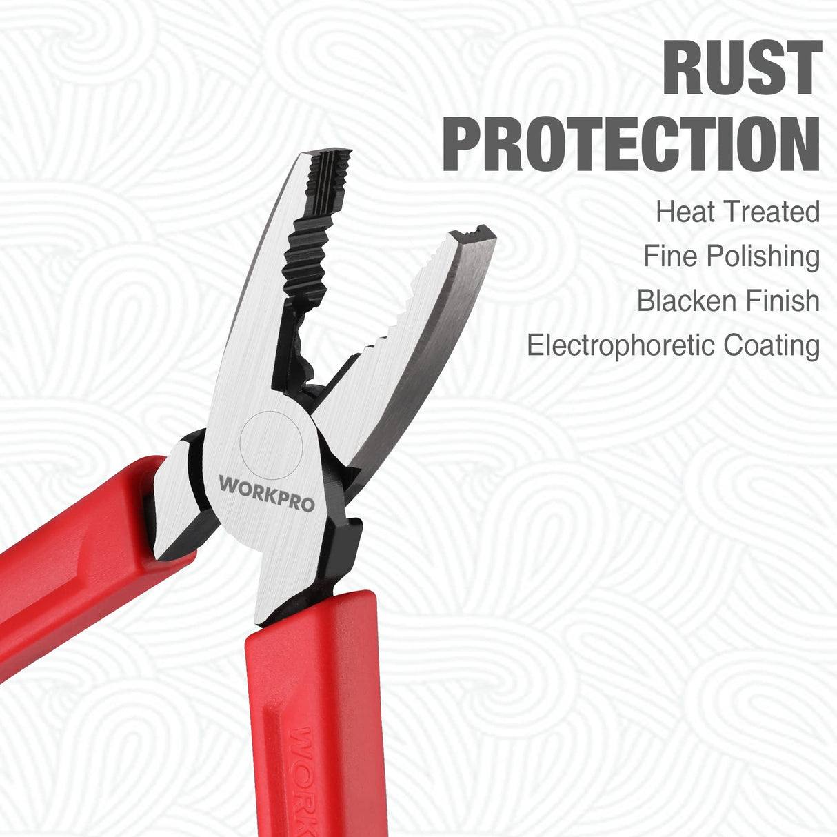 WORKPRO 6.5" Linesman S Screw Extractor Pliers(Combination Pliers) with Unique Non-slip Jaws, Stripped Screw Remover Tool, Lineman Pliers for Quickly WORKPRO