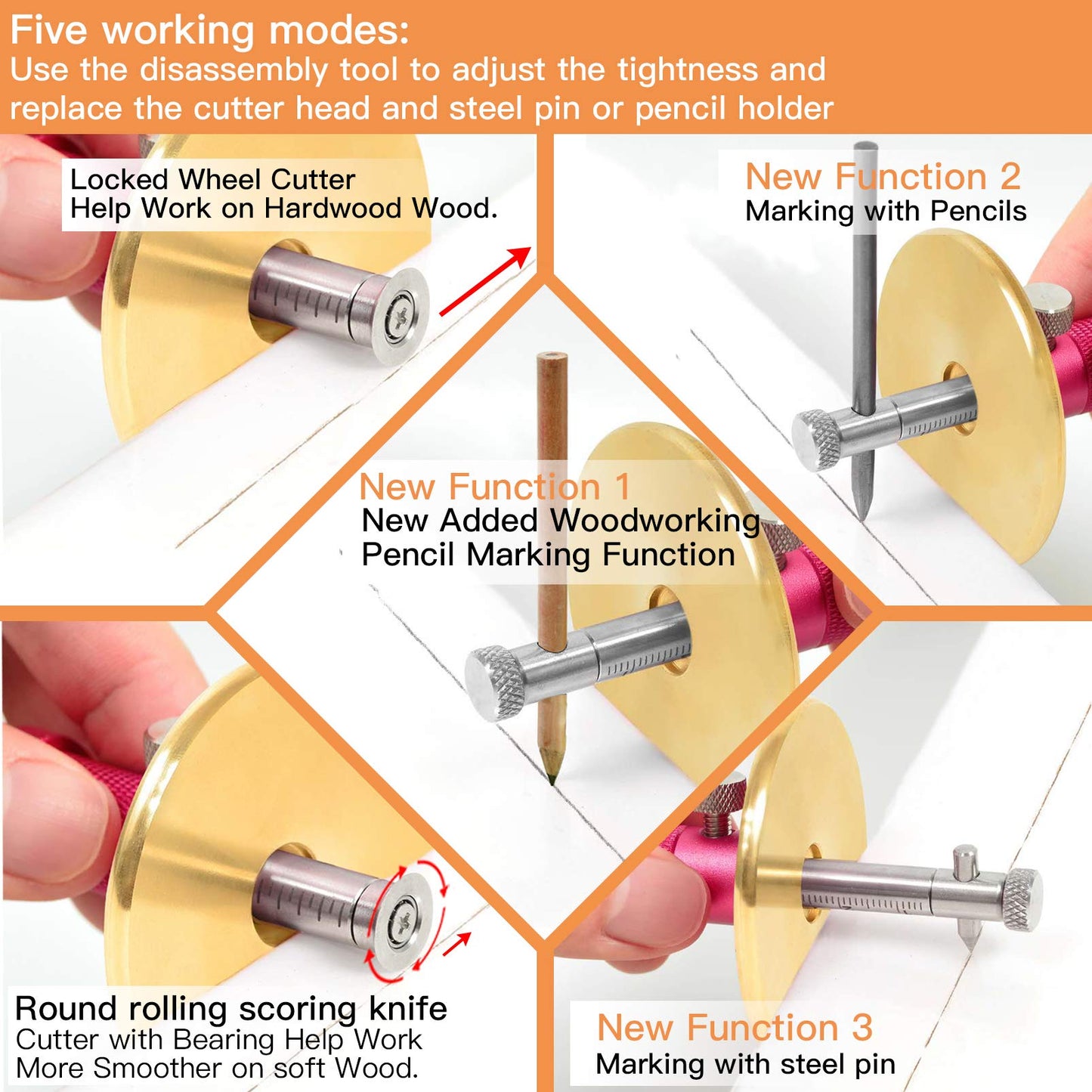 YOSELIN Dovetail Jig Wheel Marking Gauge Plus Set，Micro Adjuster Multifunctional Cutting Wheel Woodworking Scribing, Metric and Imperial Scales, - WoodArtSupply