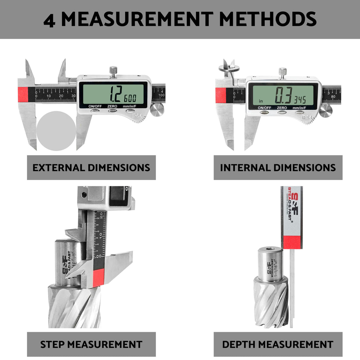 Caliper Measuring Tool 6 inch / 150 mm, Digital Caliper with Extra Large LCD Screen, Digital Micrometer Caliper Vernier IP54 by S&F STEAD & FAST S&F STEAD & FAST