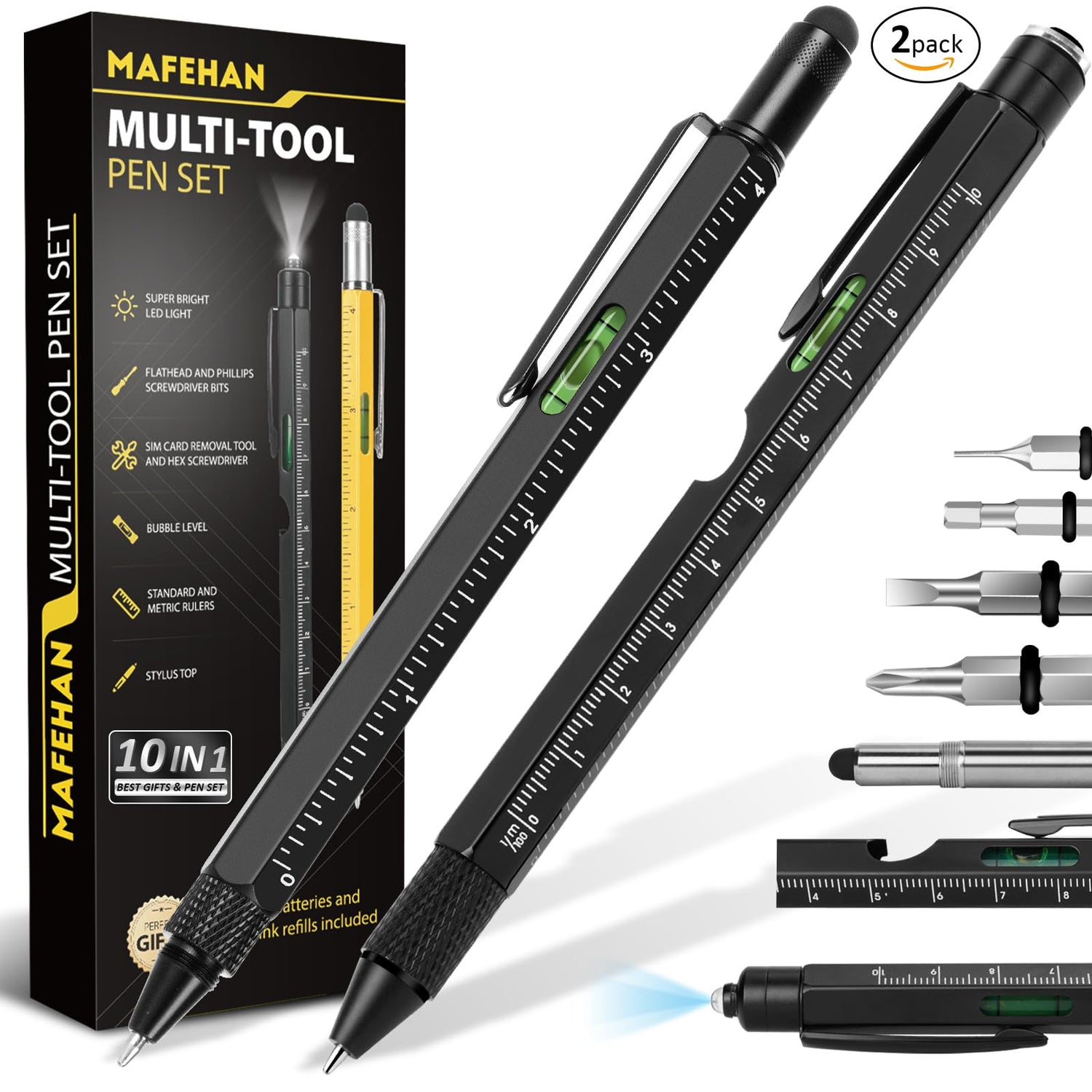 Christmas Gifts for Men, MAFEHAN 10 in 1 Multi Tool Pen Set Gifts for Dad Men Grandpa, Stocking Stuffers for Men Adults, Mens Gifts for Christmas, MAFEHAN