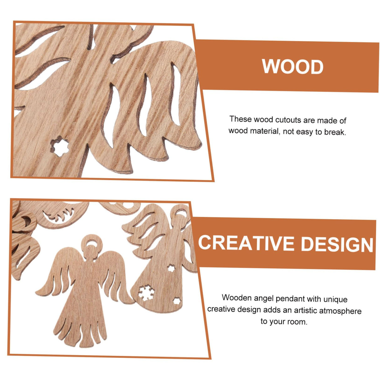 MAGICLULU 50pcs Wooden Angel Pendant Unfinished Wooden Chips Angel Wings for Crafts Christmas Wood Cutouts Blank Angel Wing Angel Christmas Ornaments MAGICLULU