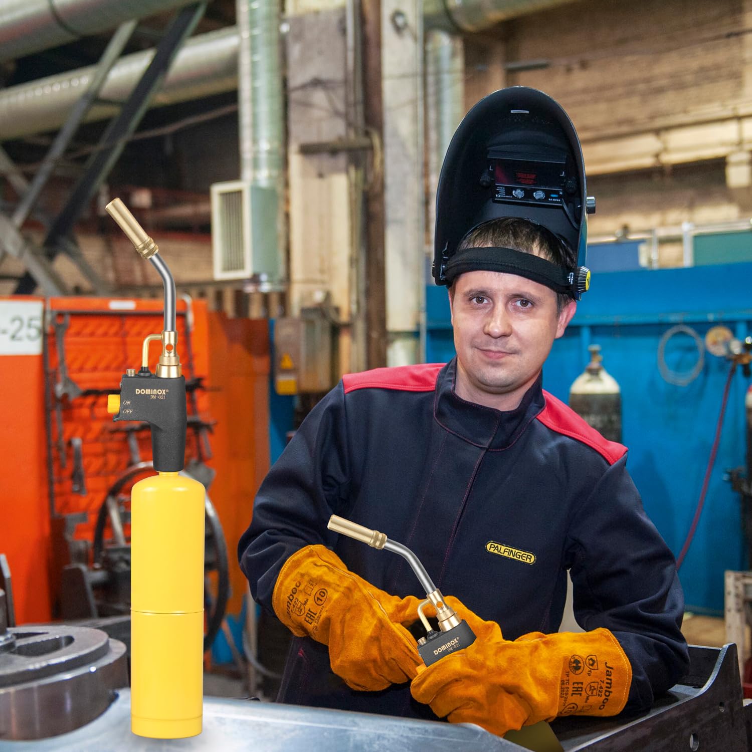 DOMINOX Propane Torch Head for MAP, MAPP and Propane Tank, High Intensity Trigger Start Torch, for Soldering, Ignition, Cooking, Lighting DOMINOX