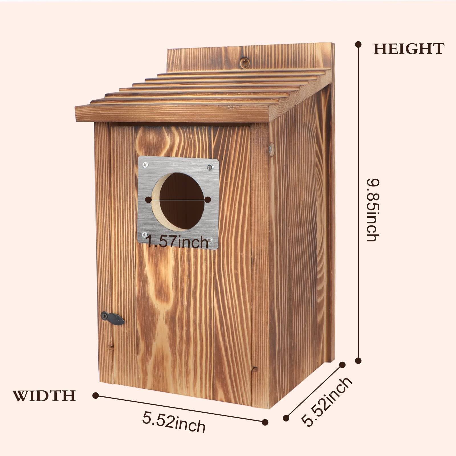 Bird Houses for Outside with Metal Predator Guard for Bluebird Wren Swallow Finch, Carbonized Wooden Nesting Boxes for Outdoor, Sturdy Bird - WoodArtSupply