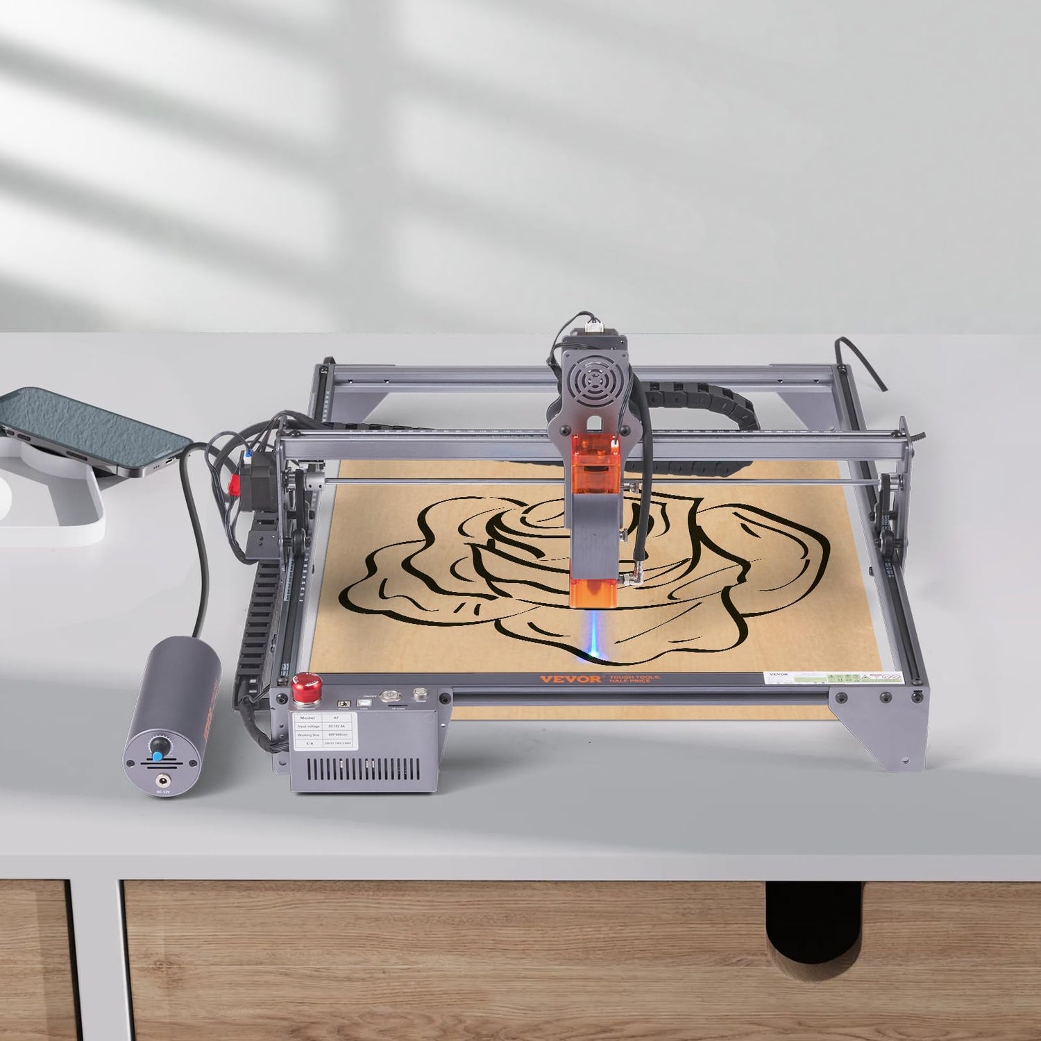 VEVOR, 10W Output Engraving Machine, 15.7" x 15.7" Large Working Area 10000mm/min Movement Speed, Compressed Spot with Eye Protection, Laser Cutter VEVOR