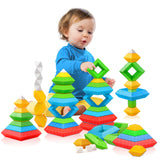 Hieoby Montessori Toys for 1 2 3 4 5 Year Old Boys Girls Toddlers Preschool Learning Activities 30Pcs Building Blocks Stacking Educational Toys STEM Hieoby