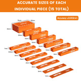 Neitra Metric Setup Blocks - 15 PCS Aluminum Height Precision Measuring Blocks Set for Table Saw, Router and Jig Saw with Storage Case, Orange Neitra