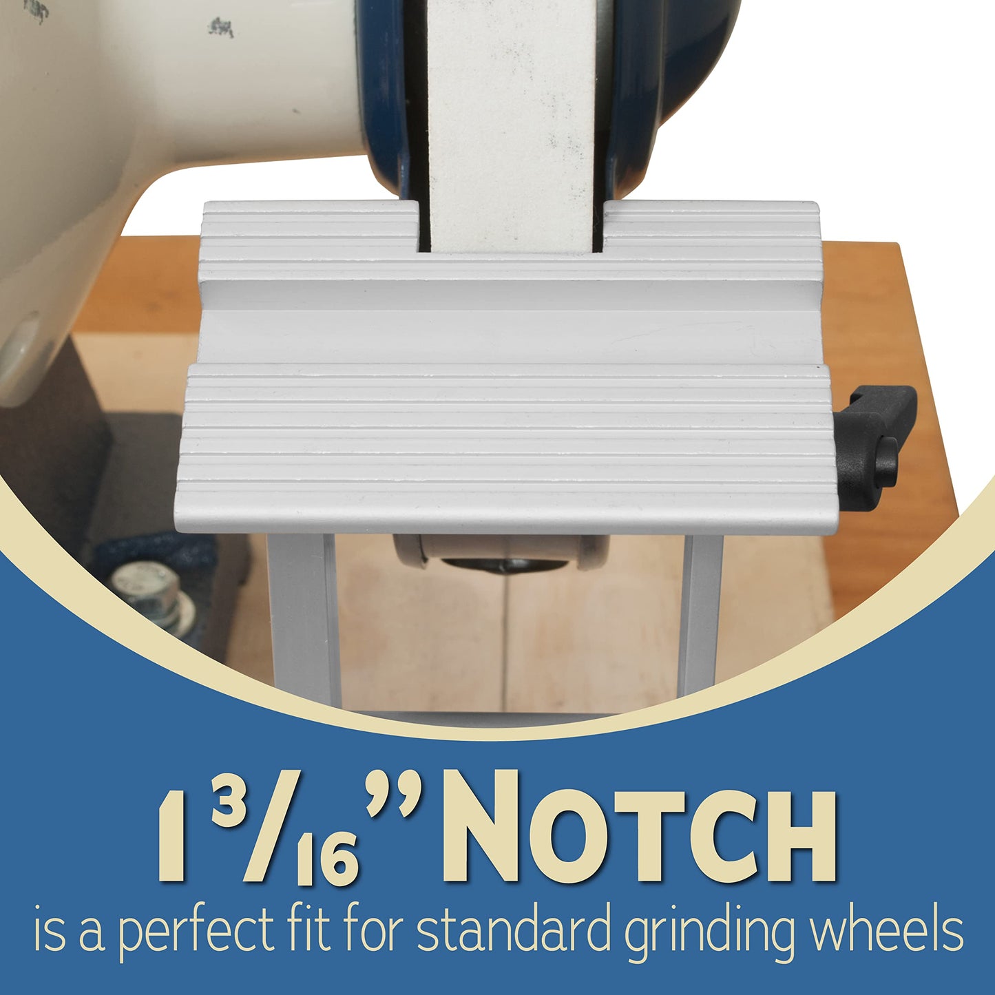 Adjustable Replacement Tool Rest Sharpening Jig for 6 inch or 8 inch Bench Grinders and Sanders • Includes a Pivoting Miter Slide and Flat Miter