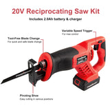 PowerSmart 20V Cordless Reciprocating Saw with 2.0Ah Battery and Charger, 3pcs Wood Blades and 2pcs Metal Blades Included PowerSmart