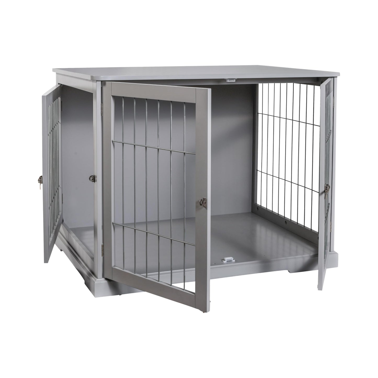 TRIXIE 29.5" Indoor Dog Crate, Wooden Crate Table for Dogs Up to 25 lb, Small Dog Kennel, Perfect in Any Room, Gray - WoodArtSupply