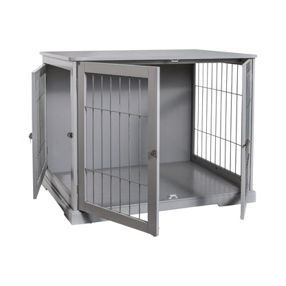 TRIXIE 29.5" Indoor Dog Crate, Wooden Crate Table for Dogs Up to 25 lb, Small Dog Kennel, Perfect in Any Room, Gray - WoodArtSupply