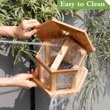 Solution4Patio Hexagon Shaped Gazebo Bird Feeder, USA Cedar, Hollow Mesh Tray, Large Capacity, Easy to Clean & Fill, 9.6" Dia. X 8.7" H, G-B121A00-US Solution4Patio Expert in Garden Creation
