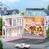DIY Miniature Wooden Dollhouse Furniture Kit,Mini Handmade Doll House with LED,1:24 Scale Creative Woodcrafts Toys for Adult Friend Lover Birthday Montidey