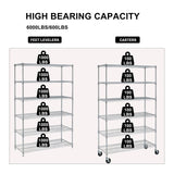 TYNB, Metal Storage Rack 6000 Lbs Capacity, 6 Tier Metal Shelf with Wheels 48In L×18In W×76In H NSF Height Adjustable Movable Heavy Duty Wire TYNB