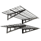 FLEXIMOUNTS 2 tier 2-Pack 2x4ft 24-inch-by-48-inch Wall Shelf Garage Storage Rack Wall Mounted Floating Shelves, Black FLEXIMOUNTS
