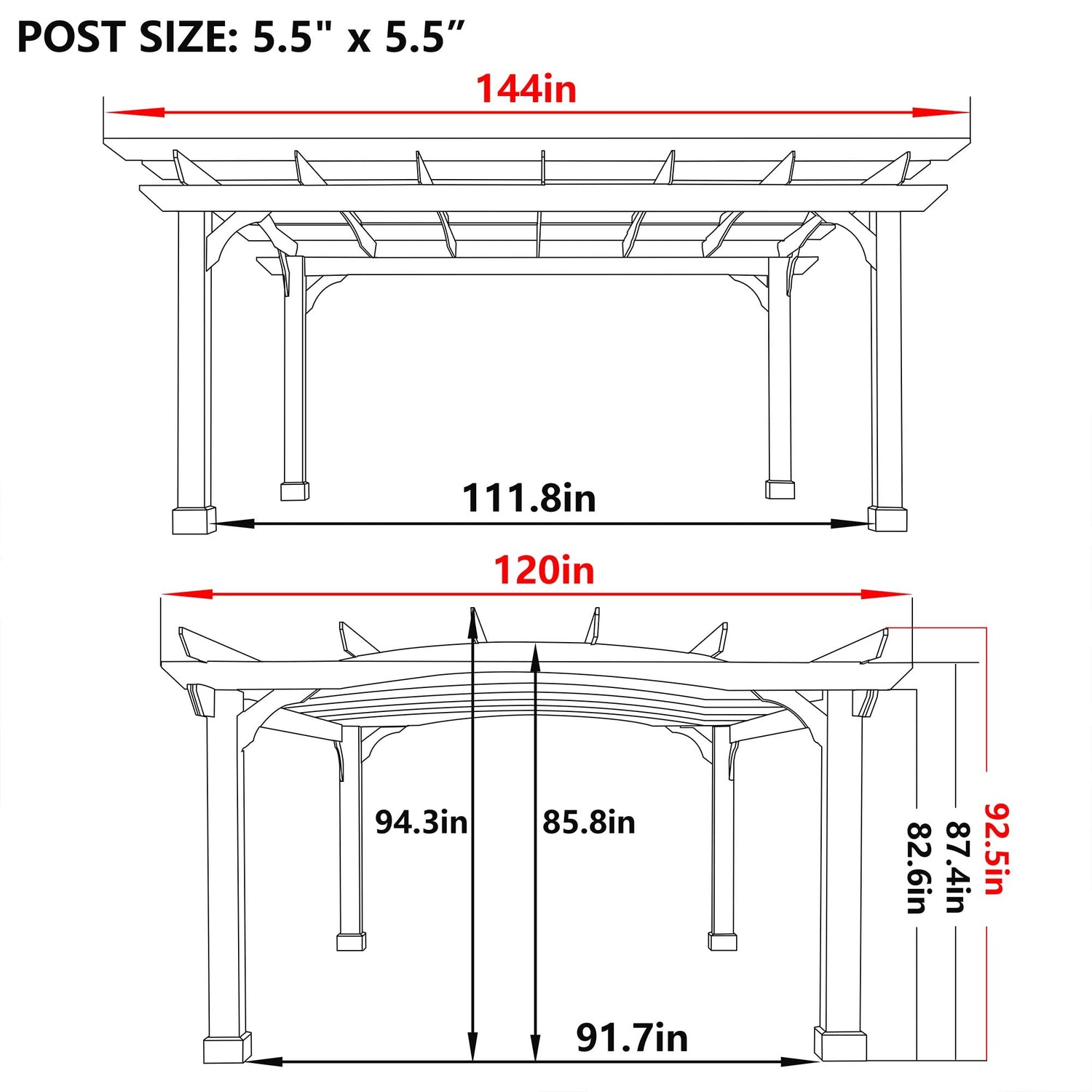 MUPATER Retratable Wooden Pergola Gazebo for Patio with Arched Roof and Stakes,10'x12' Outdoor Pergola Garden Shelter Cedar Framed for MUPATER