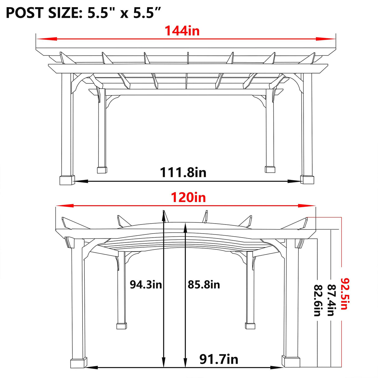 MUPATER Retratable Wooden Pergola Gazebo for Patio with Arched Roof and Stakes,10'x12' Outdoor Pergola Garden Shelter Cedar Framed for MUPATER