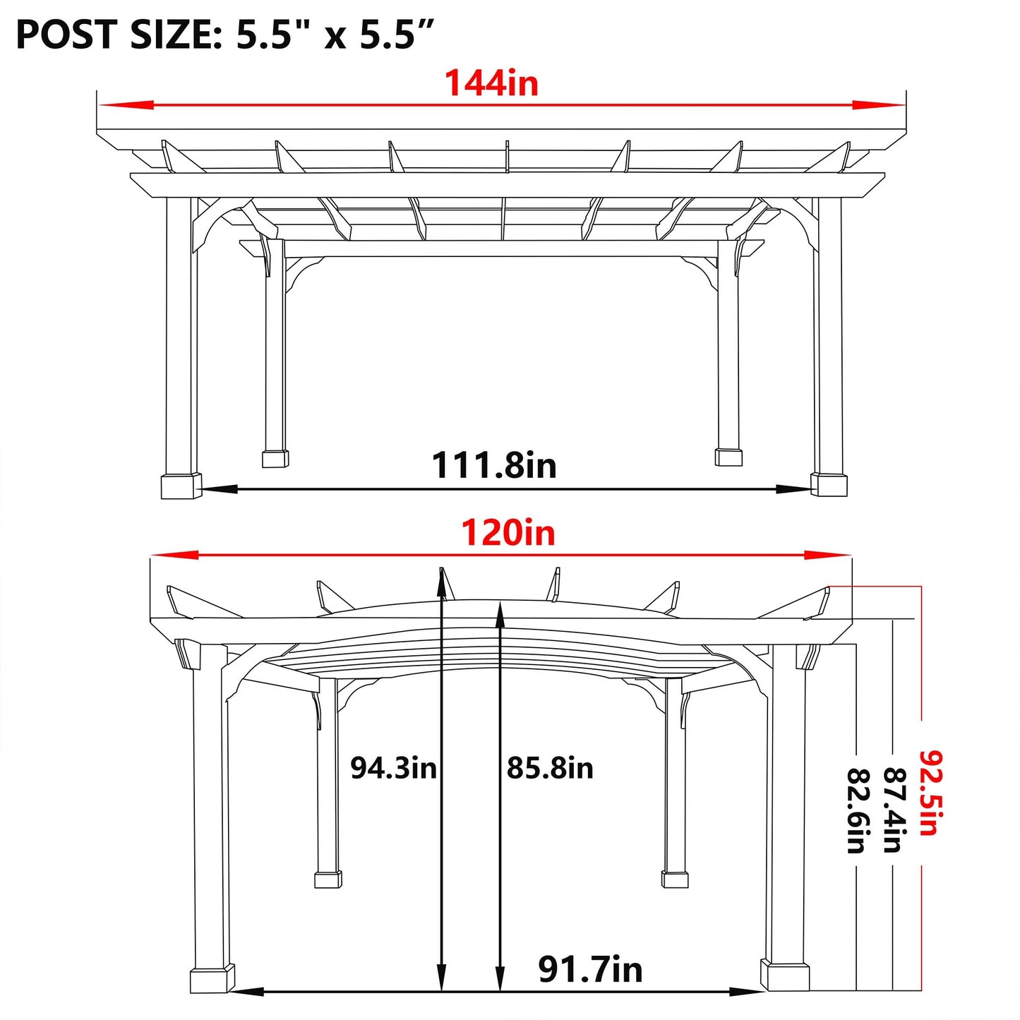 MUPATER Retratable Wooden Pergola Gazebo for Patio with Arched Roof and Stakes,10'x12' Outdoor Pergola Garden Shelter Cedar Framed for - WoodArtSupply