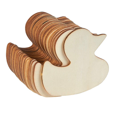 Unfinished Wood Cutout - 24-Pack Duck Shaped Wood Pieces for Wooden Craft DIY Projects, Gift Tags, Home Decoration, 3.1 x 3.5 x 0.1 inches Imprue