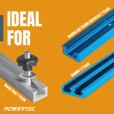 POWERTEC 71481 T Track Knob Kit w/ 7 Star Knob, 1/4-20 Threaded Bolts and Washers, 10 Pack, T Track Bolts, T Track Accessories for Woodworking Jigs POWERTEC