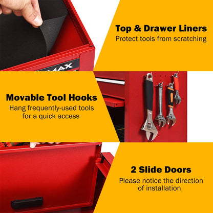 Goplus 6-Drawer Rolling Tool Chest, 3-in-1 Tool Box Organizer w/Auto Locking System & Lockable Wheels & Sliding Drawers & Detachable Top, Tool
