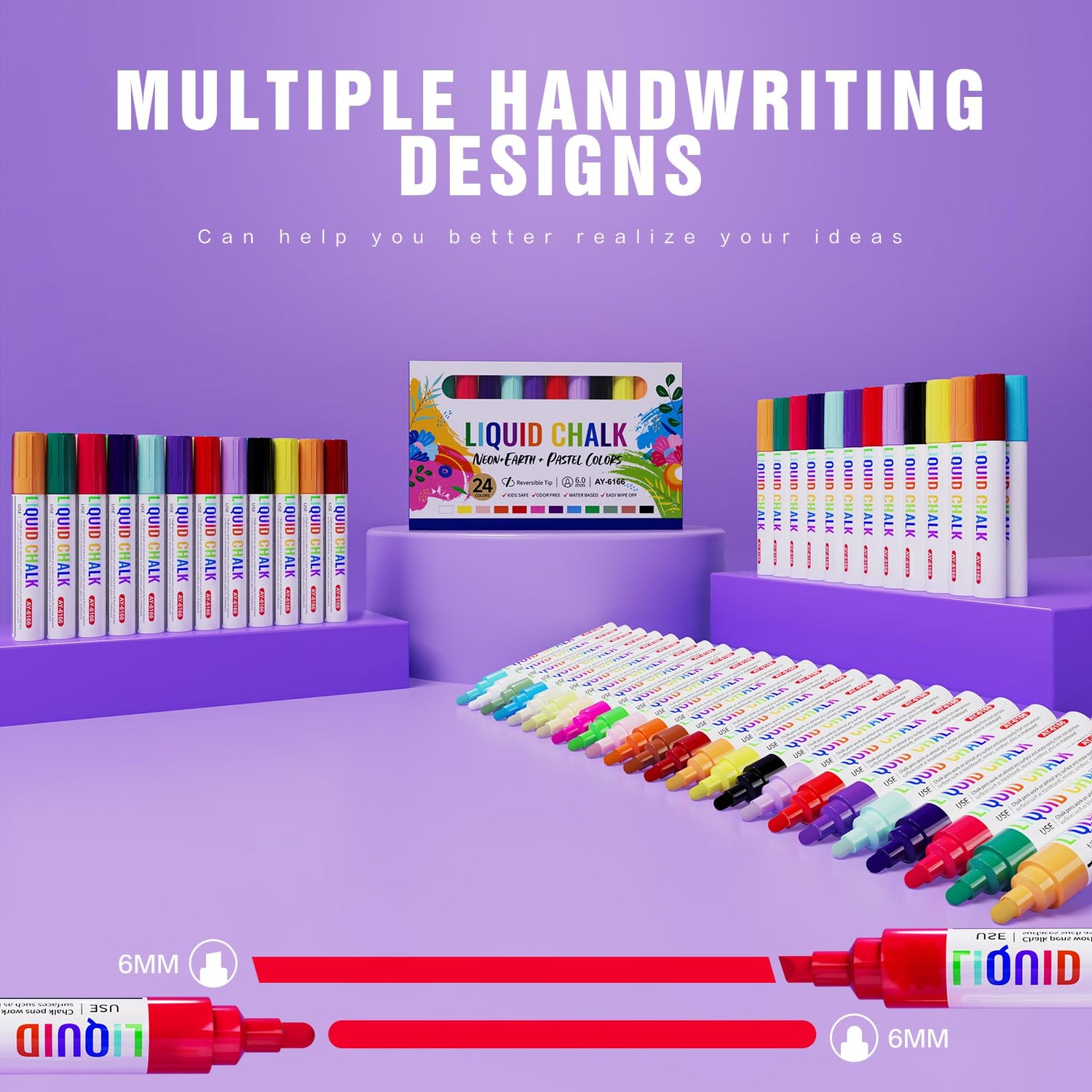 IJIANG Bundle Liquid Chalk Markers Set, 8 Pack Metallic Chalk Markers Pens & 24 Pack Liquid Chalk Markers IJIANG