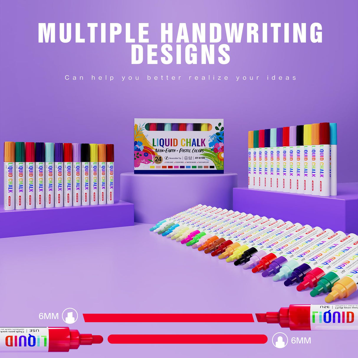 IJIANG Bundle Liquid Chalk Markers Set, 8 Pack Metallic Chalk Markers Pens & 24 Pack Liquid Chalk Markers IJIANG