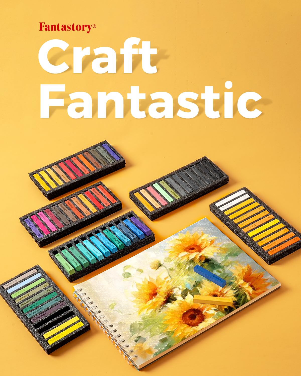 Fantastory Long Soft Chalk Pastels Set, 72 Sticks,Includes 5 Fluorescent Colors,Non Toxic Soft Pastels for Fantastory