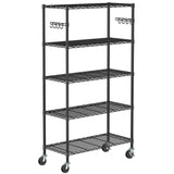 Folews 5 Tier Storage Shelves with Wheels - Metal Shelves for Storage Adjustable Wire Shelving Unit Organizer Storage Rack Shelf for Kitchen Garage Folews