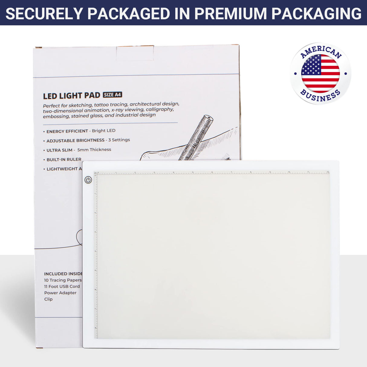 LED Tracing Light Box, Ultra Thin Light Pad with Adjustable Brightness. Comes with USB Cable, Adapter, Tracing Paper, Clip. Light Table Drawing Pad, Dasher Products