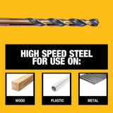 DEWALT Drill Bit Set, 21-Piece, 135 Degree Split Point, 31 Degree Helix, Black Oxide Coated, For Plastic, Wood and Metal (DWA1181) DEWALT