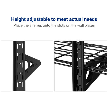 Fleximounts 3-Tier 1x4ft Garage Storage Wall Shelving 12-inch-by-48-inch per Shelf Height Adjustable Floating Shelves (Black) Fleximounts