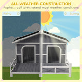 PawHut Wooden Large Dog House Outdoor Double XL Dog Kennel with Elevated Floor and Porch, Weatherproof Puppy Shelter for Small and Medium Breed Dogs, PawHut