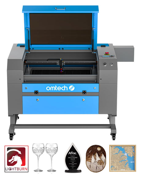 OMTech 80W CO2 Laser Engraver with LightBurn, 20x28 Inch Laser Engraving Cutting Machine with Autofocus Autolift 4 Way Pass Air Assist Water Pump, OMTech