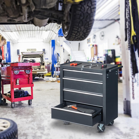 Winado 4-Drawer Tool Chest with Wheels & Lock & Key, Heavy Duty Cart Rolling Tool Box on Wheels, Metal Storage Cabinet, Rolling Tool Cart with Winado