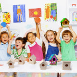 48 Wooden Bird House Kits for Children to Build, Wooden Birdhouse in 6 Shapes and 57 Stereoscopic Butterfly Sticker for Kids Party Art and Craft Kits Sawysine