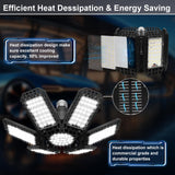 2 Pack LED Garage Light, 200W LED Shop Light, E26/E27 Garage Lights Super Bright Deformable LED Garage Ceiling Light with 6+1 Adjustable Panels XILLUMI CORE