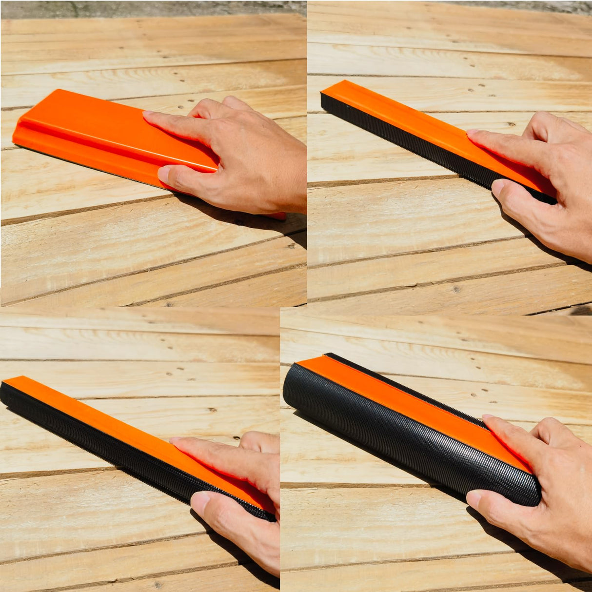 Tonmp 7 Piece Orange Hand Sanding Block Set, Rectangle Handheld Sanding Pad, Hook and Loop Interchangeable Assorted Shapes for Sanding or Polishing Tonmp