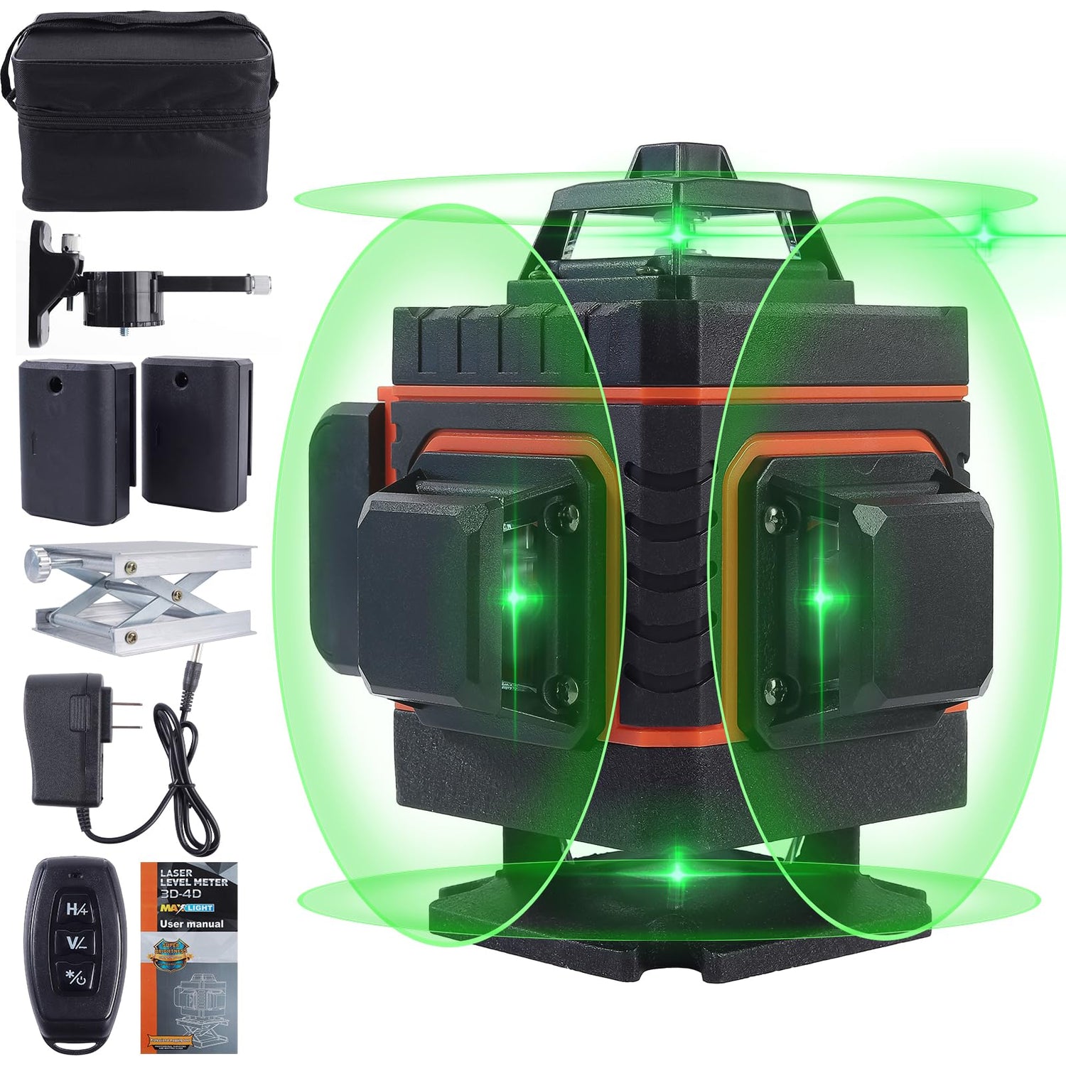 16 Lines Laser Level Tool 4x360 Self Leveling Green Lazer Line Level, 4D Green Cross Line Leveler Tool Laser for Picture Hanging, with Cloth bag and Segroptera