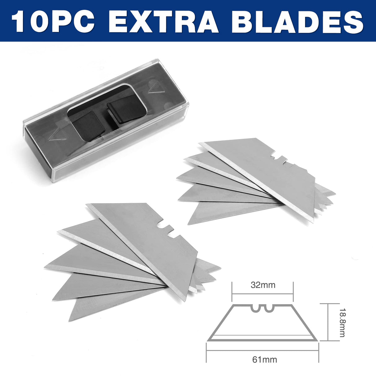 WORKPRO Folding Utility Knife Set Quick Change Blade, Back-lock Mechanism 3-piece with 10-piece Extra Blades WORKPRO