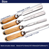 LWCUSNJ 4-Pieces Woodworking Wood Chisel Set,CR-V Steel Sharp Curved Edge Gouge Firm Wood Handle Carpentry Gouge Tools LWCUSNJ