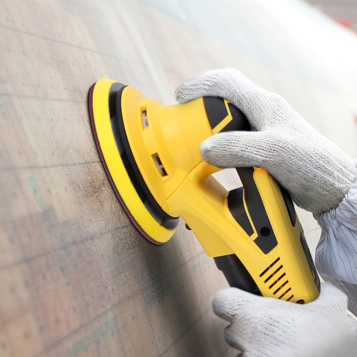 Electric Random Orbital Sander 350W Brushless Motor 3/16 inch Orbit, 110V 6-Inch 10000 RPM Variable Speed Tool for Metal Fabrication, Woodworking Hueborly