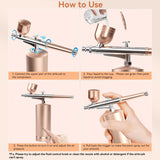 Airbrush Kit With Compressor - 48PSI Rechargeable Cordless Non-Clogging High-Pressure Air Brush Set with 0.3mm Nozzle and Cleaning Brush Set for Nail GEDSTMDRK
