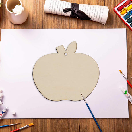 JANOU 20pcs Apple Shape Unfinished Wood Cutouts DIY Crafts Blank Hanging Gift Tags Ornaments with Ropes for Wedding Birthday Christmas Party JANOU