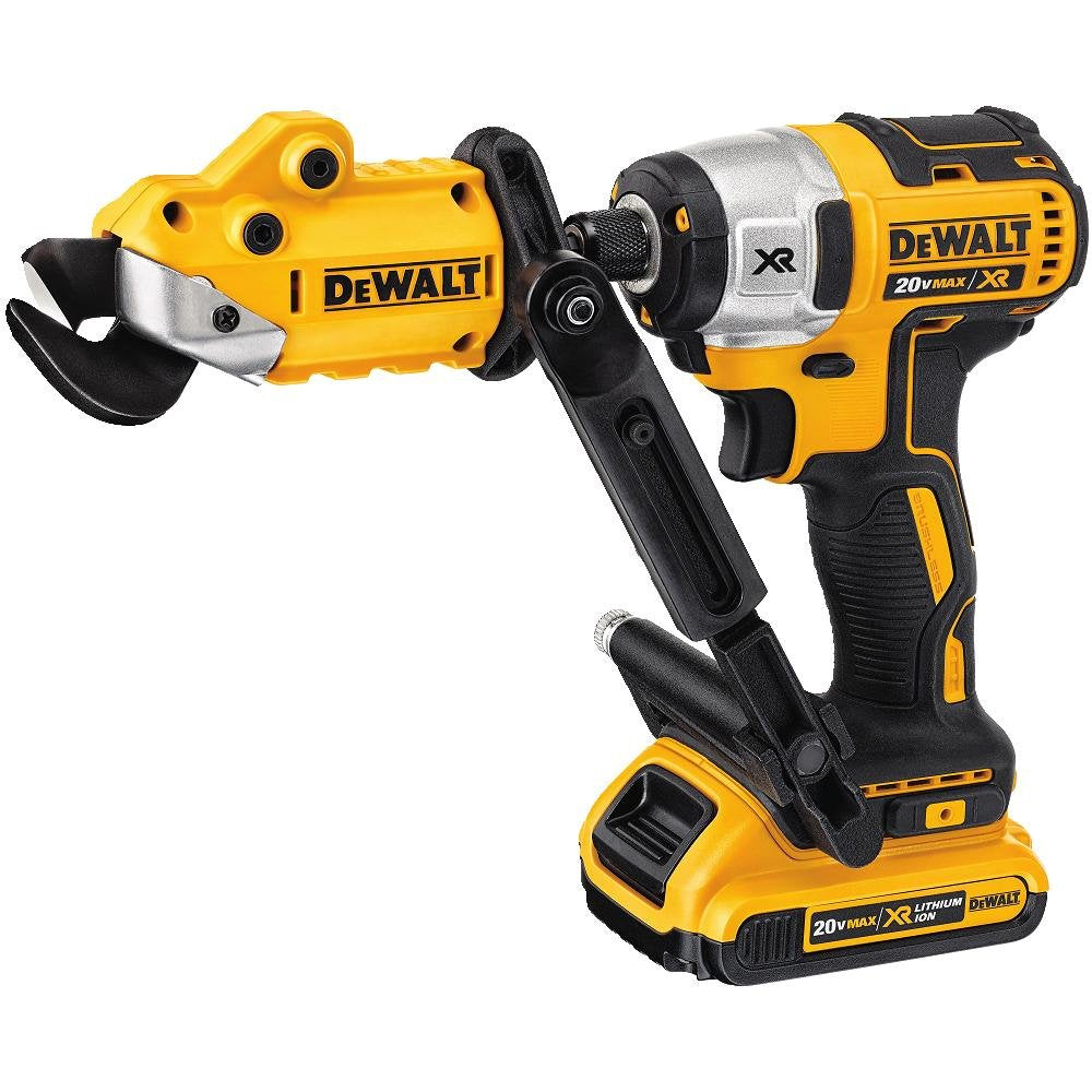 DEWALT Metal Shear/Cutter Drill Attachment (DWASHRIR) and DEWALT Cutting Wheel, General Purpose Metal Cutting, 4-1/2-Inch, 5-Pack (DW8062B5), Multi DEWALT