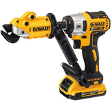 DEWALT Metal Shear/Cutter Drill Attachment (DWASHRIR) and DEWALT Cutting Wheel, General Purpose Metal Cutting, 4-1/2-Inch, 5-Pack (DW8062B5), Multi DEWALT