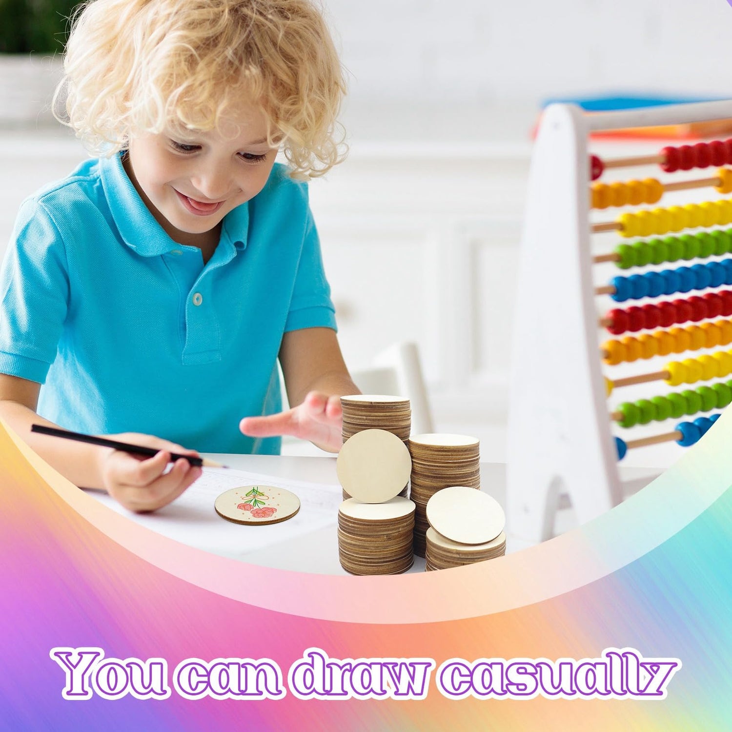 Jyongmer 100 Pieces Unfinished Wood Circle - 1.5 inch Round Disc Blank Natural Wooden Cutout Ornaments for Decoration DIY Craft Art Supplies, 0.11 Jyongmer