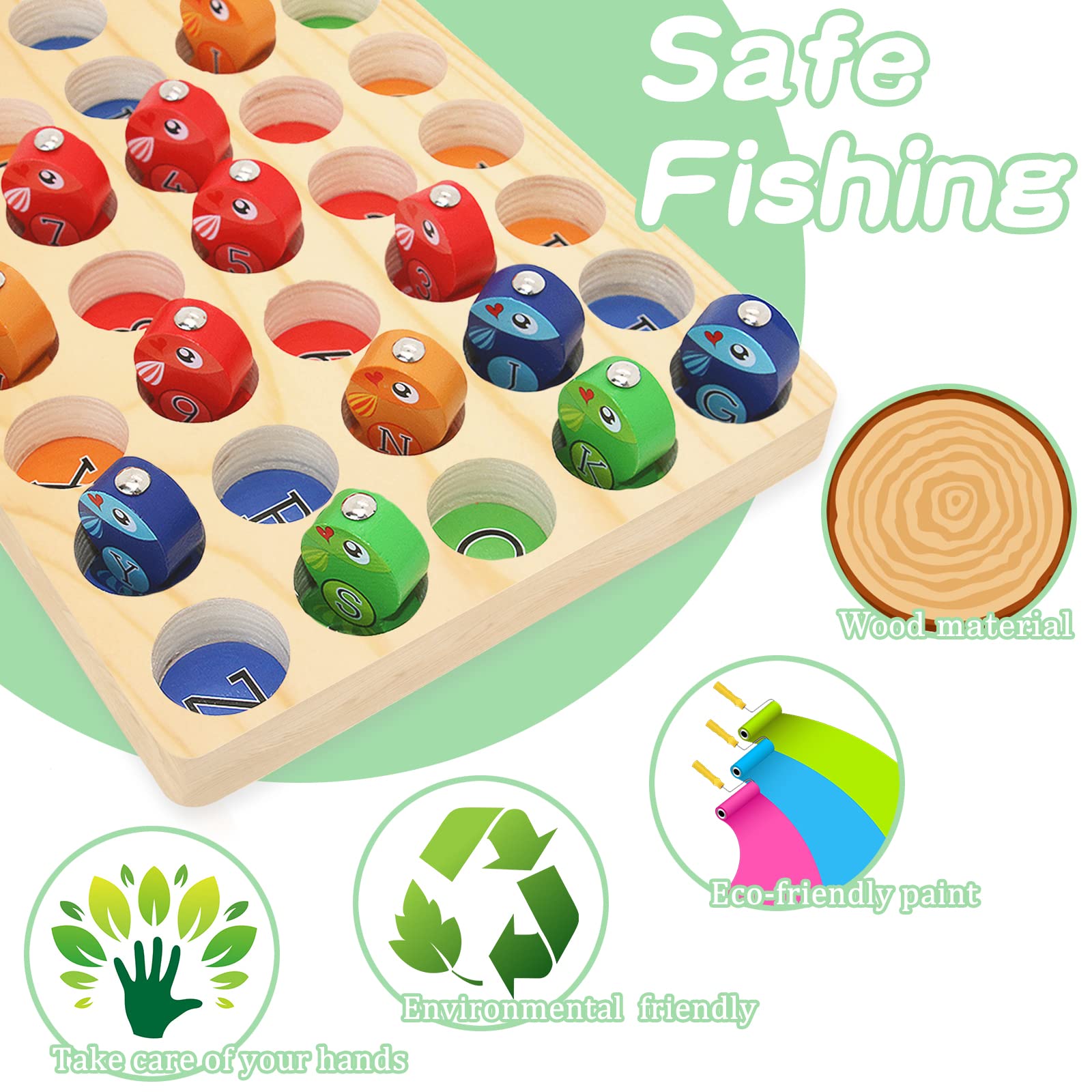 Kids Games 2 Years Old, Montessori 2 3 4 5 Years Old, Montessori Games,  Magnetic Fishing Toy Set, Educational Wooden Toy Puzzle Toy Gifts for Baby  Boys and Girls Christmas Gift 